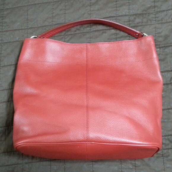 Banana Republic Leather Pebble Hand Bag Top Handle  Purse Red Grain Women - Picture 2 of 15